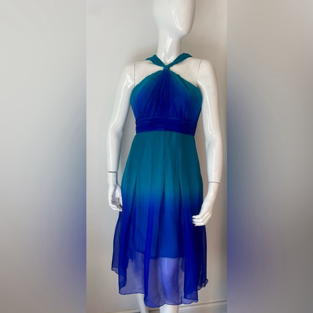 Jones New York Blue Teal Ombré
Halter Flowy 100% silk Dress - Picture 4 of 11